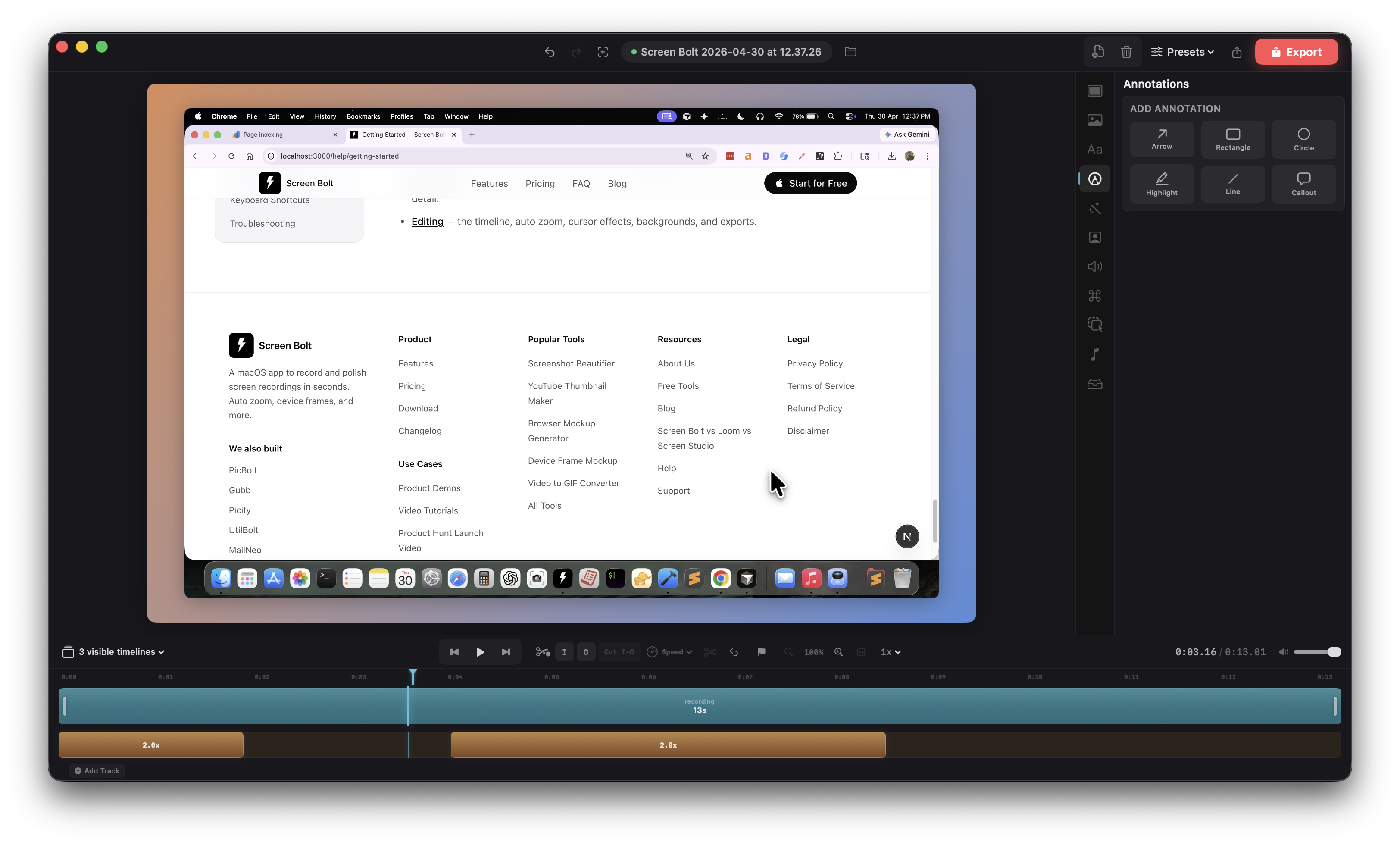 Annotations — arrows, rectangles, circles, highlights, lines, callouts